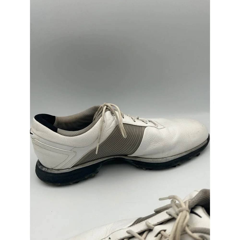 Nike Lunarlon Flywire Golf Shoes Mens 12 White Grey Spiked 418471-101